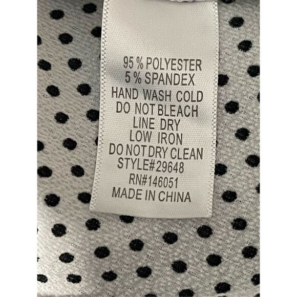 MONTEAU|V-NECK SHORT SLEEVE BLOUSE TOP DOTTED BLACK & WHITE S - Picture 8 of 8